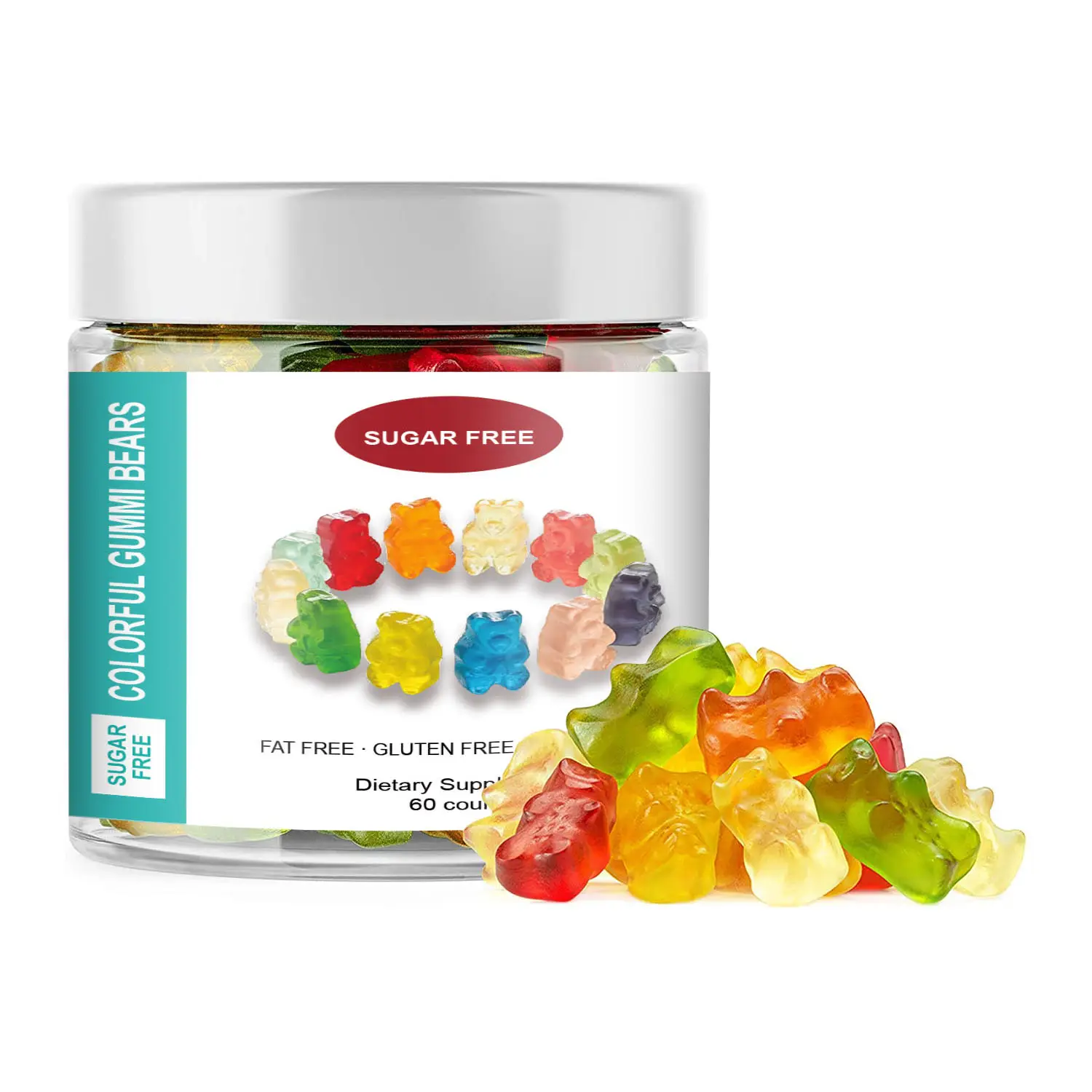 Private Label Sugar free Various Flavor Candy Gummy Bears Customized Formula Support 60 counts