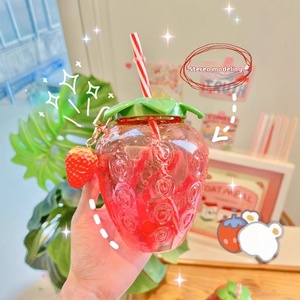Bouteille d'Eau en Plastique Portable Mignonne Tendance Été avec Paille pour Lait, Thé ou Boissons, Idéale pour les Fêtes en Extérieur - Product Image 2