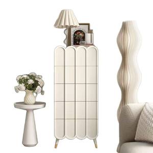 Cómoda Color Crema con Paneles Curvos, 5 Cajones, Mueble Multifuncional para Sala de Estar, Unidad de Almacenamiento para Dormitorio - Product Image 5