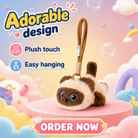 Porte-clés en peluche chat siamois brodé, jouet anti-stress mignon et kawaii, cadeau d'anniversaire, jouets en peluche personnalisés