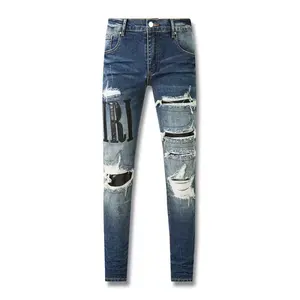 Guangzhou hombre jeans en cristal skinny hommes jeans pantalons broek amiriyS jeans slim