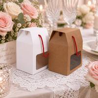 Boîte cadeau personnalisée avec logo privé, fenêtre et poignée en corde renforcée, emballage en papier 350 g/m², taille personnalisée OEM