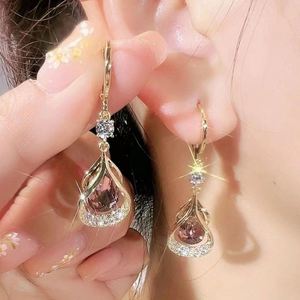 French Trendy Alloy Crystal Waterdrop Dangle <b>Earrings</b> Long Bling Rhinestone Geometric Pendant Jewelry Silver Plated - Product Image 6