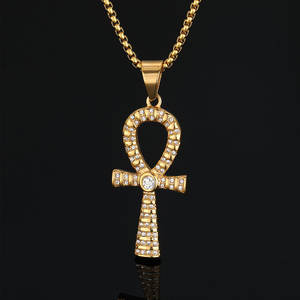 Custom 316L Stainless Steel Charm <b>Necklace</b> 14K 18K PVD Gold Plated Fine Jewelry Fashion Zircon Cross <b>Ankh</b> <b>Necklace</b> For Women - Product Image 1