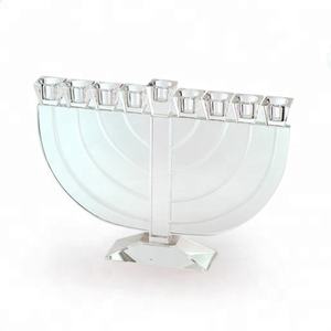 蚀刻水晶光明节烛台烛台，用于传统光明节犹太装饰 - Product Image 3