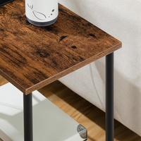 Table d'appoint moderne en bois avec station de charge et étagère de rangement pour salon et petits espaces