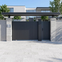 Portail battant automatique moderne et minimaliste pour maison, villa, cours – Porte d'entrée intelligente électrique antivol en alliage d'aluminium
