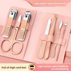 Professionnel rose sept pièces en acier inoxydable coupe-ongles ensemble complet <span class=keywords><strong>manucure</strong></span> et pédicure trousse à outils en gros - Product Image 6