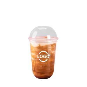 Gobelet jetable en PP transparent givré en forme de U, personnalisé avec logo, pour boissons froides et chaudes, avec couvercle, 90-380/500/700U, fabriqué sur mesure en usine - Product Image 1