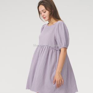 Robe d'été décontractée élégante et personnalisée pour femme, en coton doux et respirant, à col carré et volants amples - Product Image 2