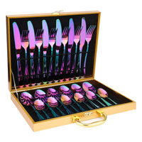 Ensemble de couverts en acier inoxydable 1010, 24 pièces, prêt à offrir, vaisselle de style occidental, couteaux à steak, fourchettes