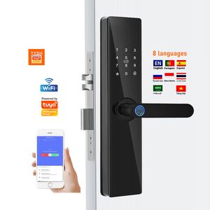 TYSH 9 Languages <b>Smart</b> Door <b>Lock</b> WiFi Tuya App Remote Control Fingerprint Digital Keypad NFC Code 5050 Mortise Aluminum/Wood TYS - Product Image 1