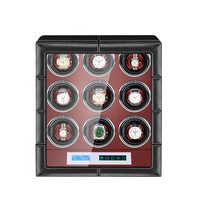 Remontoir de montre mécanique automatique noir en microfibre OEM ODM avec moteur muet intérieur rouge Écran tactile LCD en forme de rectangle