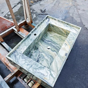 Pierre naturelle durable et élégante d'évier de marbre vert de la meilleure qualité pour les intérieurs modernes de villa d'hôtel et d'hôpital - Product Image 1