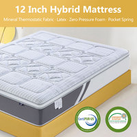 Hotel Premium King Size Pocket Spring Colchón Top Látex natural Camas de matrimonio Colchón híbrido de lujo de importación en una caja