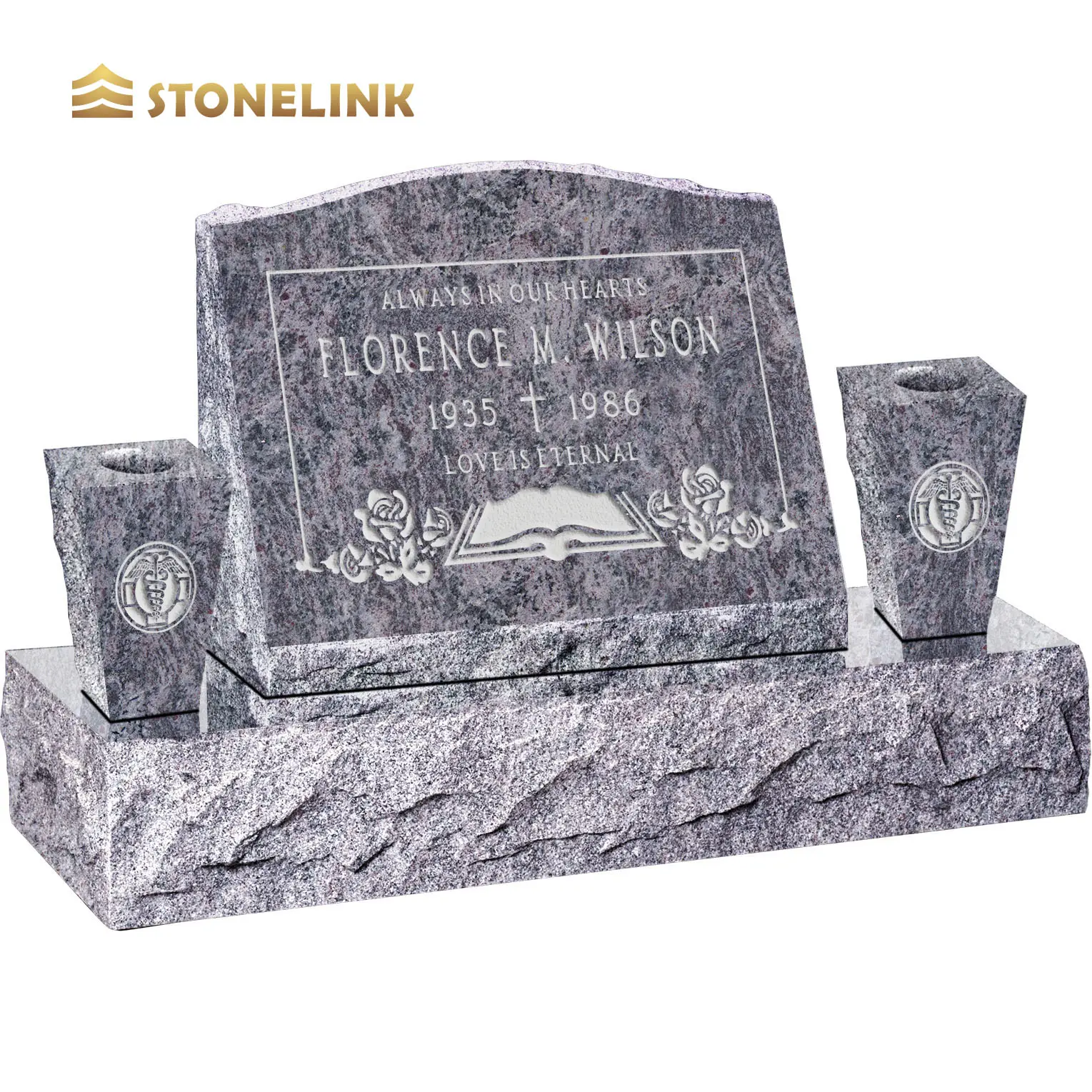 OEM ODM कस्टम डिजाइन थोक मूल्य के साथ ग्रेनाइट पत्थर समाधि फूलदान क़ब्र का पत्थर कब्र के लिए