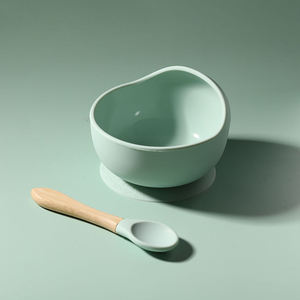 공장 신제품 실리콘 아기 먹이 그릇 직접 판매 환경 보호 아기 실리콘 그릇 + 숟가락 + 포크 - Product Image 3