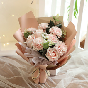 Fleurs décoratives en gros à prix d'usine, bouquet artificiel de roses et œillets en savon, fleurs préservées pour bouquet de mariage - Product Image 6