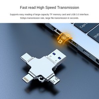 Adaptador OTG 3.0 de Alta Velocidad Cuatro en Uno, Lector de Tarjetas de Memoria para Teléfono Móvil con Interfaz USB, Compatible con Tarjetas TF y SD