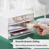 Boîte de rangement de bureau rectangulaire en plastique multicouche empilable avec compartiments de type tiroir pour papeterie, cosmétiques, anti-poussière