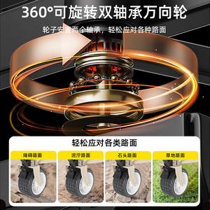 Wow Foldable Camping <b>Trolley</b> Tan <b>Metal</b> 300 Jin Capacity Outdoor Portable Cart <b>With</b> Firm <b>Wheels</b> Durable Design - Product Image 2