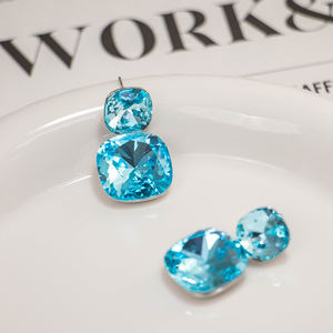 Fashion Blue Crystal Silver Plated Copper Alloy Bohemian Tassel France <b>Hook</b> Earrings Trendy Women Wedding Jewelry - Product Image 2