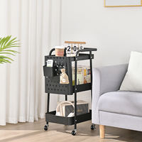 DIY Pegboard Huishoudelijke 3-laags Metalen Opbergwagen Organizer Rolbare Opbergkar voor Keuken Kantoor Huis