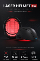 Gorro para el Crecimiento del Cabello LLLT con 552 Láseres VCSEL de 655nm + 200 LED, Inalámbrico, para la Alopecia Androgenética