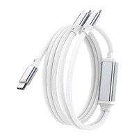Kabel 2 in 1 Tipe-C Dual Tipe-C 100W Pengisian Cepat Paduan Aluminium Konduktor Tembaga Murni iPhone 16/15 Laptop iPad untuk Switch