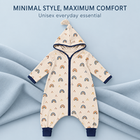 Bequemer Unisex Baumwoll-Strampler mit Zwei-Wege-Reißverschluss OEKO-TEX Zertifiziert Waschbar Indoor Freizeitkleidung für Babys für Einzelhändler
