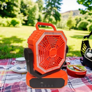 Ventilateur de camping portable OEM 2025 de 10000 mAh avec rotation automatique, lumière LED et télécommande - Product Image 5