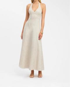 Custom Sleeveless V-neck Sequined <strong>Tartan</strong> Linen Natural Waist Maxi <strong>Dress</strong> Ladies Casual <strong>Women</strong> - Product Image 5