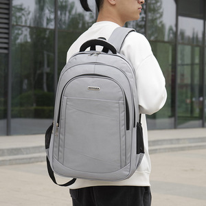 Laptop <b>Backpack</b> For Men Large Capacity Business Travel Shoulder <b>Straps</b> Solid Color Gray Spring 2024 - Product Image 1