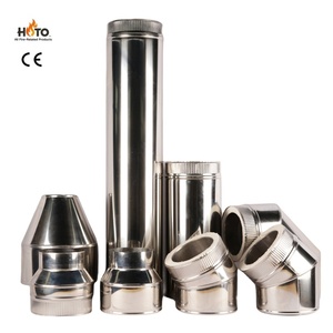 Accessoires de cheminée en acier inoxydable double paroi isolé de haute qualité ECO, poli miroir/revêtement noir, pour poêle 5+ - Product Image 1