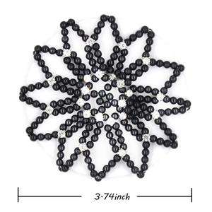 Perle <span class=keywords><strong>Chignon</strong></span> Couverture Élastique Crochet Maille Net avec Strass Accents Danse/Sport/Travail Cheveux Titulaire - Product Image 4