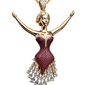 Broche pendentif femme en alliage plaqué or avec strass, bijou de robe, cadeau pour fête et mariage - Product Image 2