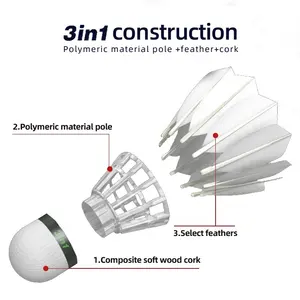 Cina produttore 3 in1 ibrido Shuttlecock D45 Dmantis fabbrica all'ingrosso <span class=keywords><strong>volano</strong></span> di Badminton 3 in1 palla di Badminton - Product Image 2