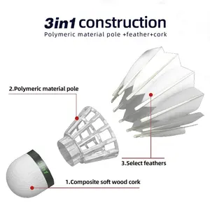 चीन की निर्माता 3in1 हाइब्रिड शटलकॉक d45 डमनटिस ब्रांड फैक्टरी थोक बैडमिंटन शटलकॉक 3in1 बैडमिंटन बॉल