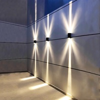 Lampu Dinding Luar Ruangan Atas Bawah dengan LED Tahan Air, Spotlight Persegi, Basis Aluminium, Lampu Sorot Koridor, Lampu Dinding Eksterior Hotel