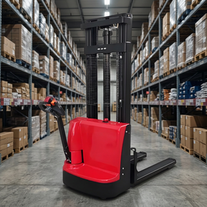 Chariot élévateur à palettes entièrement électrique KCCL de 1 à 2 tonnes avec fourches réglables, certifié CE, rouge - Product Image 1