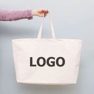 Women's Custom Reusable Cotton Canvas Tote <b>Bag</b> Handmade Letter Pattern Shopping Handbag - Product Image 1