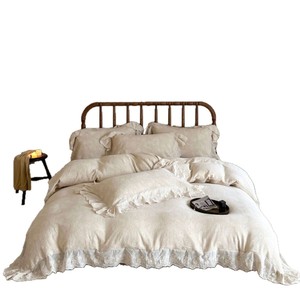 Set di Biancheria da <span class=keywords><strong>Letto</strong></span> in Cotone e Lino Stile <span class=keywords><strong>Francese</strong></span>, <span class=keywords><strong>Lenzuola</strong></span> di Lusso Vintage con Bordi in Pizzo e Ricami Jacquard - Product Image 6