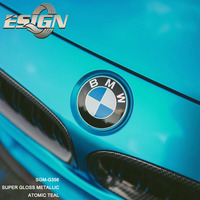 Vinilo para Envolver Autos Azul Oscuro Mate, Metálico Súper Brillante, Color Verde Atómico, Económico