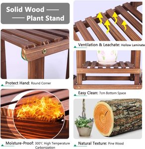 Soporte para plantas <span class=keywords><strong>de</strong></span> <span class=keywords><strong>madera</strong></span> <span class=keywords><strong>de</strong></span> <span class=keywords><strong>pino</strong></span>, estante <span class=keywords><strong>de</strong></span> múltiples capas para interior y exterior, soporte para plantas <span class=keywords><strong>de</strong></span> alto y bajo, para salones <span class=keywords><strong>de</strong></span> jardín - Product Image 4