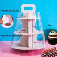 Benutzer definierter Griff Dessert Tower Karton Verpackungs box Sweet Cake Box Plastik fenster mit Band Logo Geschenk boxen Cupcake