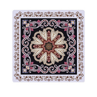 Tapis de Mahjong carré violet à motif floral, style rétro, idéal pour le jeu, avec une construction silencieuse et épaisse