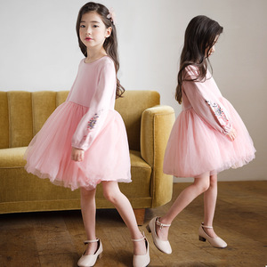 Nuevos Vestidos Modernos de Tul con Bordado para Niñas, Color Rosa, de China - Product Image 2