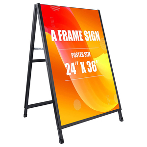 Chevalet de Trottoir Robuste en A, Support d'Affiches Double Face pour Intérieur et Extérieur, Noir - Product Image 1