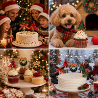 Décorations de gâteau de Noël : pics décoratifs, houx, nœuds, clochettes, mini-sapins, couronnes pour fêtes de fin d'année
