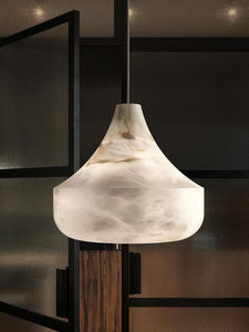 Lustre de restaurant ZELIE, design de luxe, importé d'Espagne, en albâtre, lampe de table ronde pour villa, hôtel, salon, chambre à coucher - Product Image 1